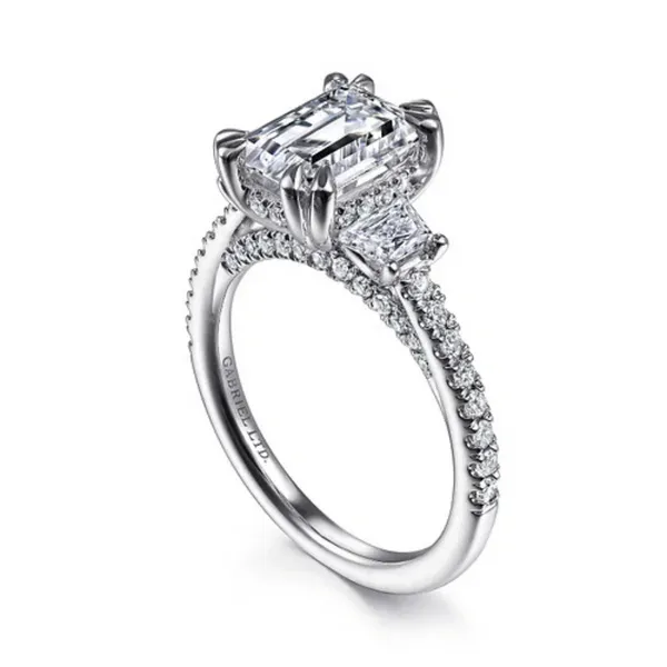 Gabriel & Co. Willow White Gold Three Stone Engagement Ring Setting Image 4 SVS Fine Jewelry Oceanside, NY