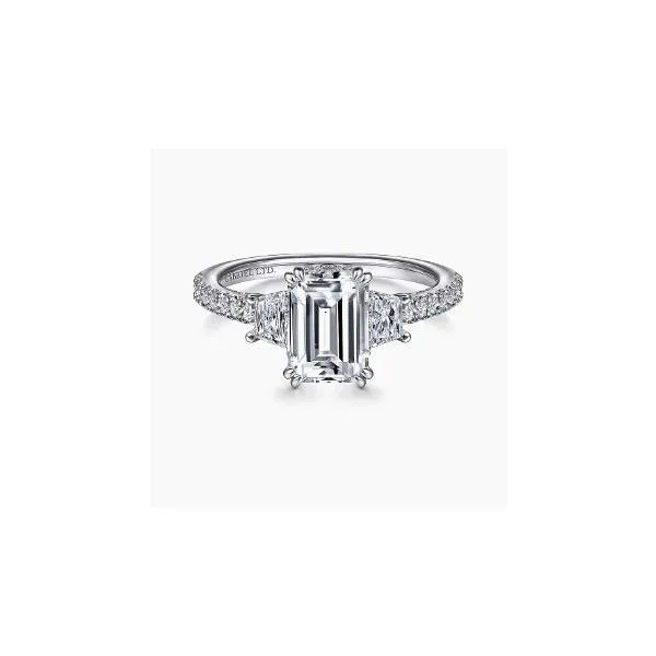 Gabriel & Co. Willow White Gold Three Stone Engagement Ring Setting SVS Fine Jewelry Oceanside, NY