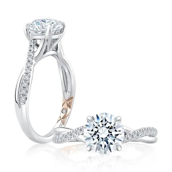 A.Jaffe White & Rose Gold Engagement Ring SVS Fine Jewelry Oceanside, NY
