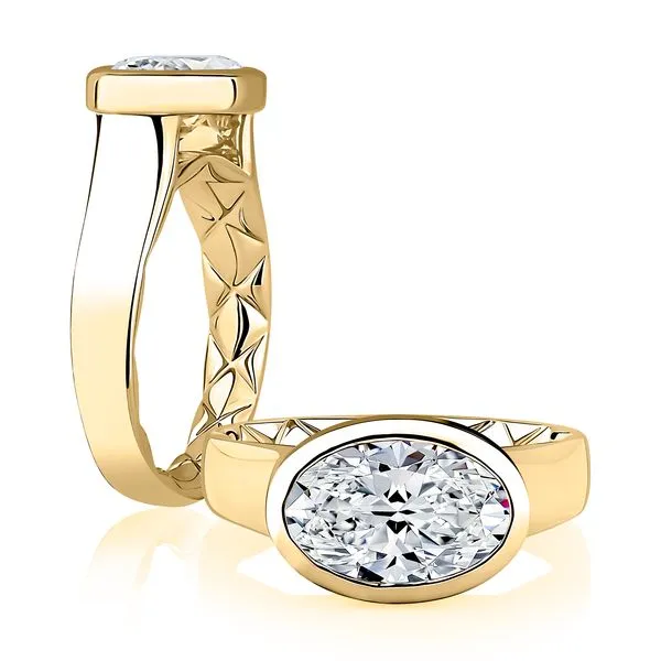 A.Jaffe Yellow Gold Diamond Engagement Ring SVS Fine Jewelry Oceanside, NY