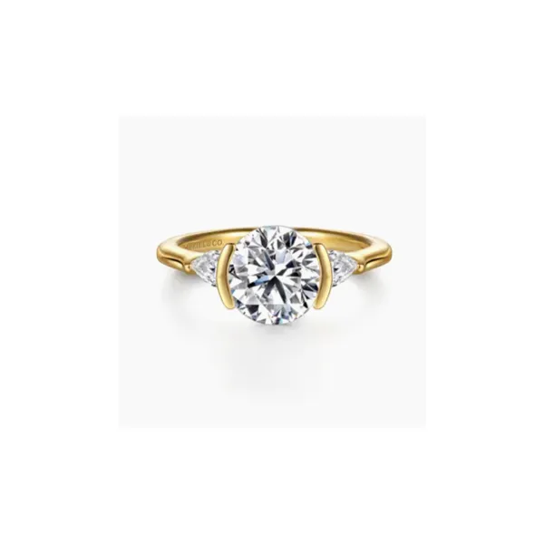 Gabriel & Co. Alesandra Yellow Gold Diamond Engagement Ring SVS Fine Jewelry Oceanside, NY