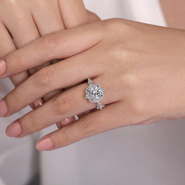 Gabriel & Co. Victorian 14K White Gold Veronique Engagement Ring Image 4 SVS Fine Jewelry Oceanside, NY