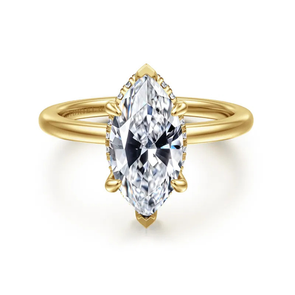 Gabriel & Co. Classic 14K Yellow Gold Rainah Marquise Diamond Engagement Ring SVS Fine Jewelry Oceanside, NY