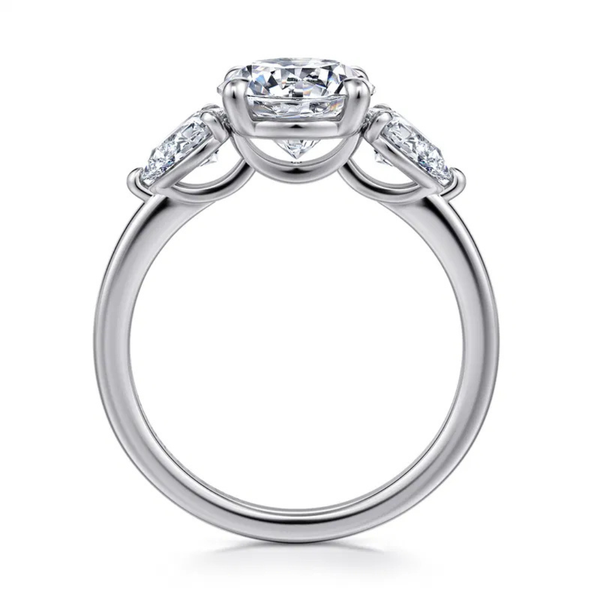 Gabriel & Co. Contemporary 14K White Gold Round Three Stone Adalia Engagement Ring Image 2 SVS Fine Jewelry Oceanside, NY