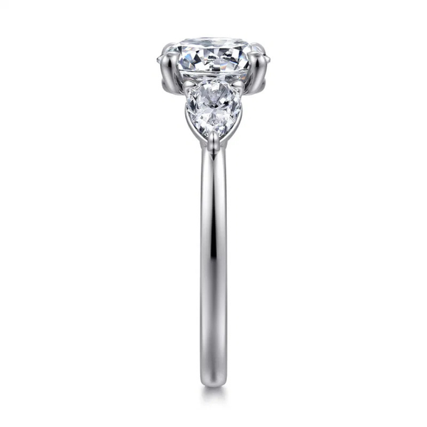 Gabriel & Co. Contemporary 14K White Gold Round Three Stone Adalia Engagement Ring Image 4 SVS Fine Jewelry Oceanside, NY