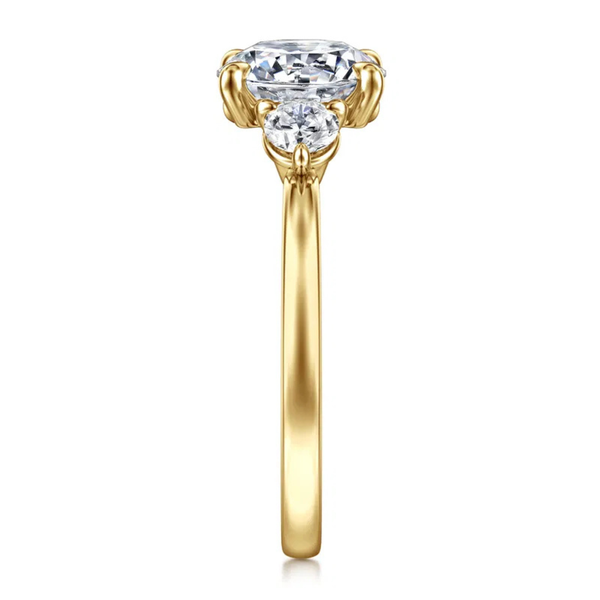 Gabriel & Co Contemporary 14K Yellow Gold  Adeline Three Stone Diamond Engagement Ring Image 4 SVS Fine Jewelry Oceanside, NY