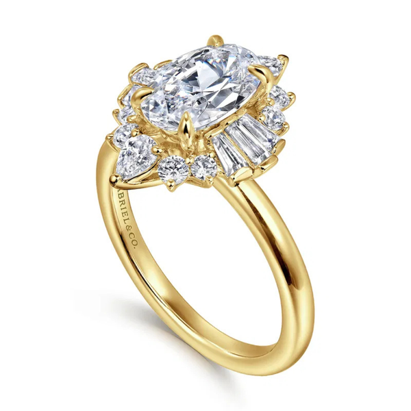 Gabriel & Co. Starlight  14K Yellow Gold Emarie Oval Halo Diamond Engagement Ring Image 2 SVS Fine Jewelry Oceanside, NY