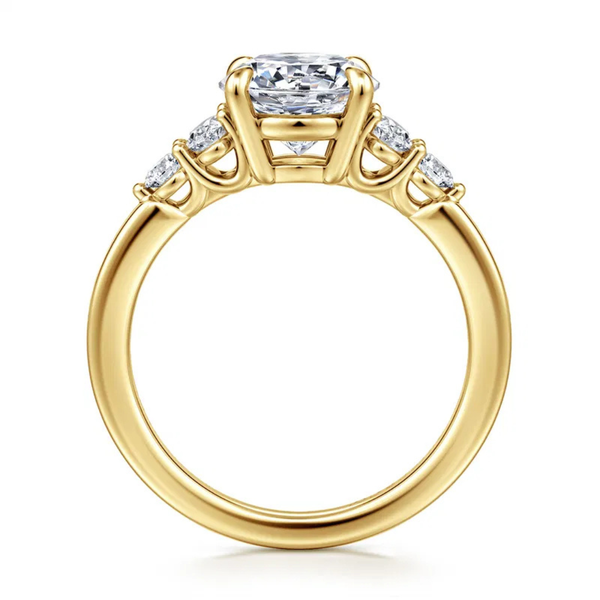 Gabriel & Co. Classic 14K Gold Wave Three Stone Engagement Ring Image 2 SVS Fine Jewelry Oceanside, NY
