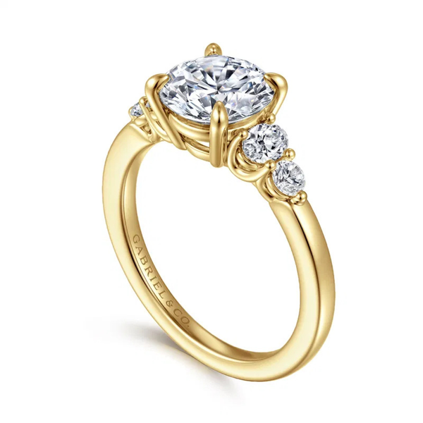 Gabriel & Co. Classic 14K Gold Wave Three Stone Engagement Ring Image 3 SVS Fine Jewelry Oceanside, NY