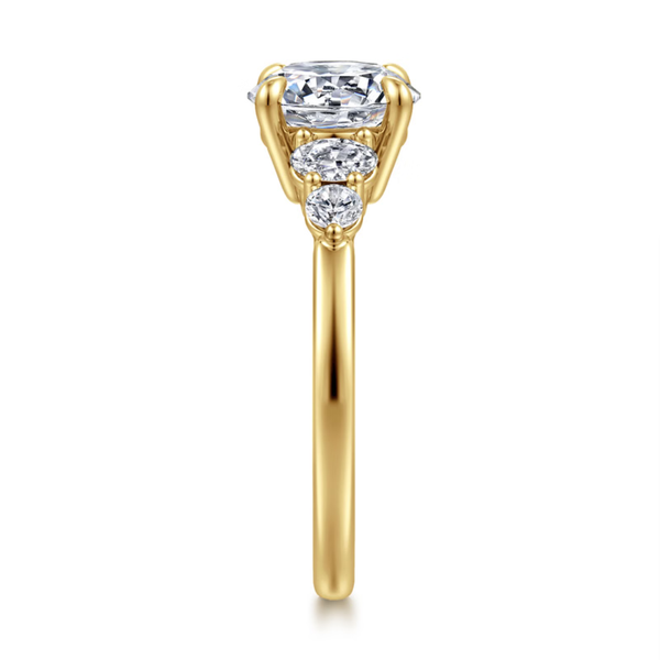 Gabriel & Co. Classic 14K Gold Wave Three Stone Engagement Ring Image 4 SVS Fine Jewelry Oceanside, NY