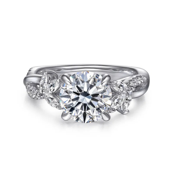 Gabriel & Co. Floral Nouveau 14K White Gold DeishaTwisted Engagement Ring SVS Fine Jewelry Oceanside, NY