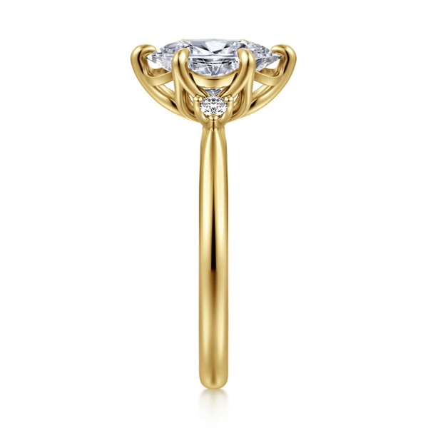 Gabriel & Co. Contemporary 14K Yellow Gold Blaise  Oval Three Stone Engagement Ring Image 4 SVS Fine Jewelry Oceanside, NY