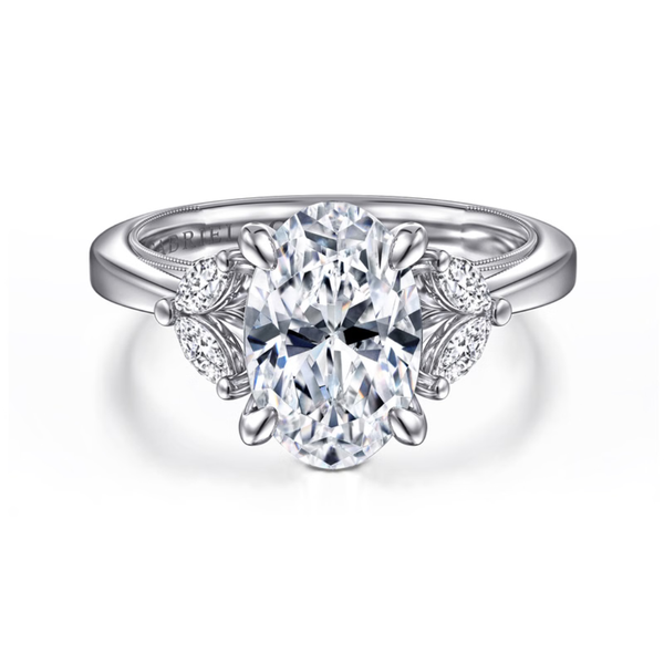 Gabriel & Co. Contemporary 14k White Gold Dani Oval Engagement Ring SVS Fine Jewelry Oceanside, NY