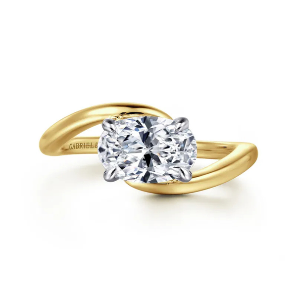 Gabriel & Co. Contemporary 14K Yellow Gold Delphi Bypass Oval Engagement Ring SVS Fine Jewelry Oceanside, NY