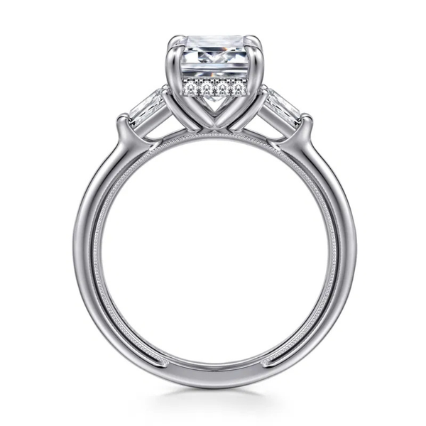 Gabriel & Co. Classic  14K White Gold Feana Emerald Cut Three Stone Engagement Ring Image 2 SVS Fine Jewelry Oceanside, NY