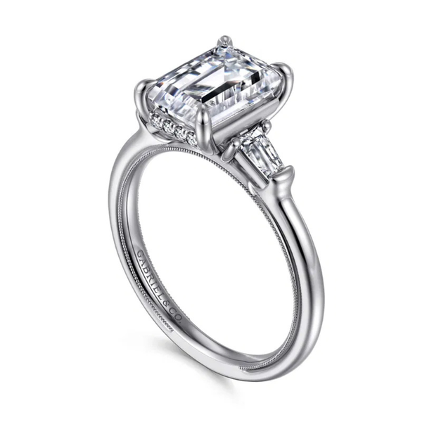 Gabriel & Co. Classic  14K White Gold Feana Emerald Cut Three Stone Engagement Ring Image 3 SVS Fine Jewelry Oceanside, NY