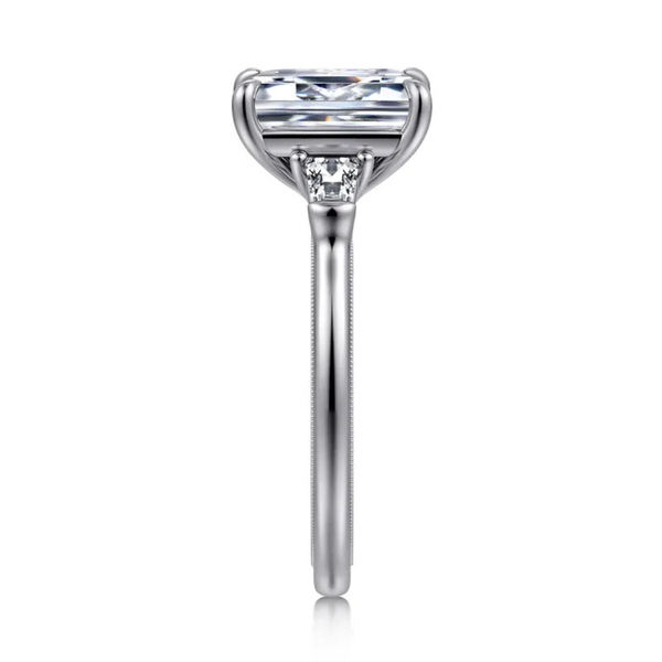 Gabriel & Co. Classic  14K White Gold Feana Emerald Cut Three Stone Engagement Ring Image 4 SVS Fine Jewelry Oceanside, NY