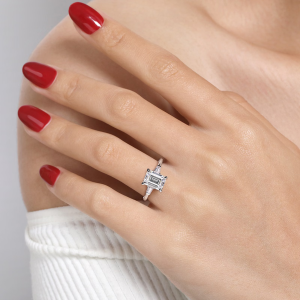 Gabriel & Co. Classic  14K White Gold Feana Emerald Cut Three Stone Engagement Ring Image 5 SVS Fine Jewelry Oceanside, NY