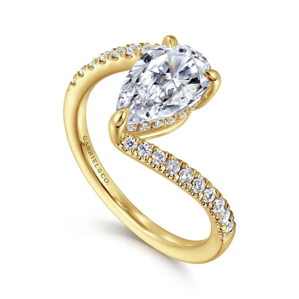 Gabriel & Co. Contemporary 14K Yellow Gold Leina Bypass Pear Shape Engagement Ring Image 3 SVS Fine Jewelry Oceanside, NY