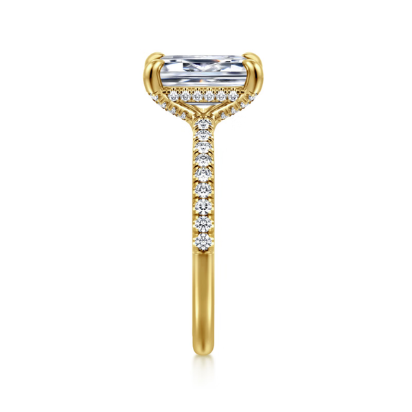 Gabriel & Co. Classic 14K Yellow Gold Franka Emerald Cut Hidden Halo Engagement Ring Image 4 SVS Fine Jewelry Oceanside, NY