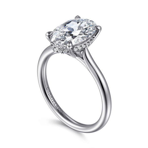 Gabriel & Co. Classic 14K White Gold Badia Oval Engagement Ring Image 3 SVS Fine Jewelry Oceanside, NY