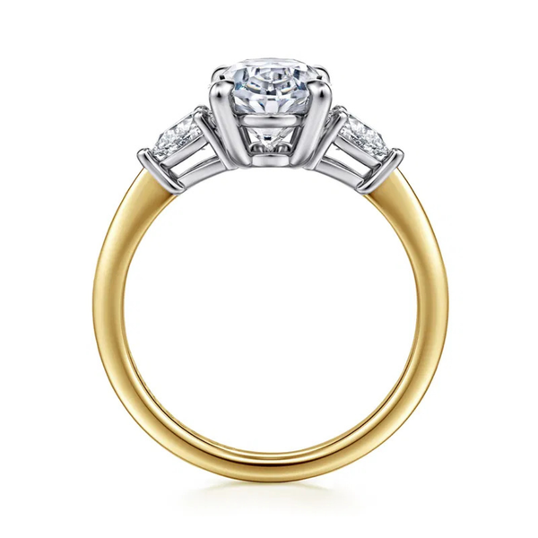 Gabriel & Co. Classic 14K Yellow Gold Sima Oval Three Stone Engagement Ring Image 2 SVS Fine Jewelry Oceanside, NY