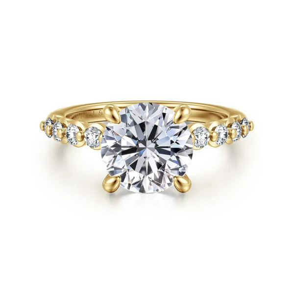 Gabriel & Co. Contemporary 14K Yellow Gold Kim Round Engagement Ring SVS Fine Jewelry Oceanside, NY