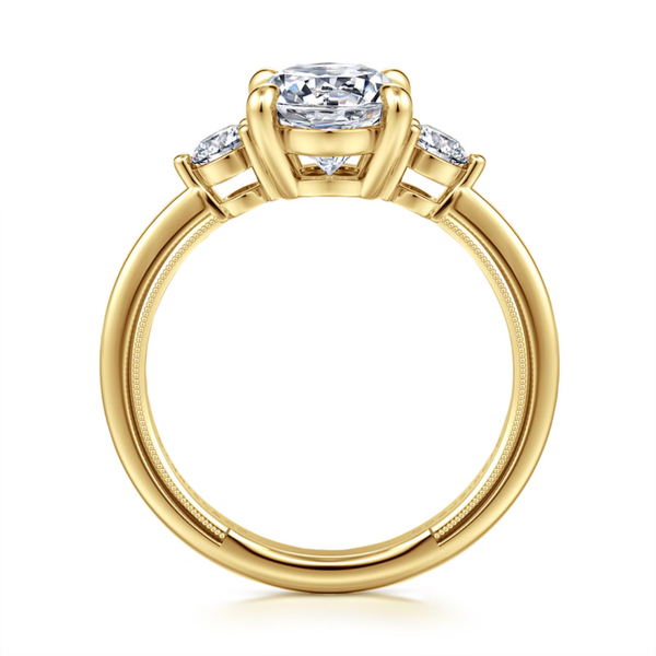 Gabriel & Co. Classic14K Yellow Gold Georgia Oval Three Stone Engagement Ring Image 2 SVS Fine Jewelry Oceanside, NY