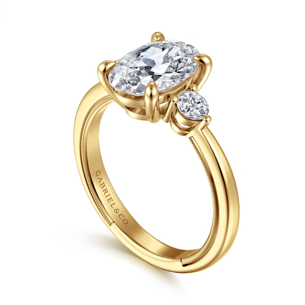 Gabriel & Co. Classic14K Yellow Gold Georgia Oval Three Stone Engagement Ring Image 3 SVS Fine Jewelry Oceanside, NY