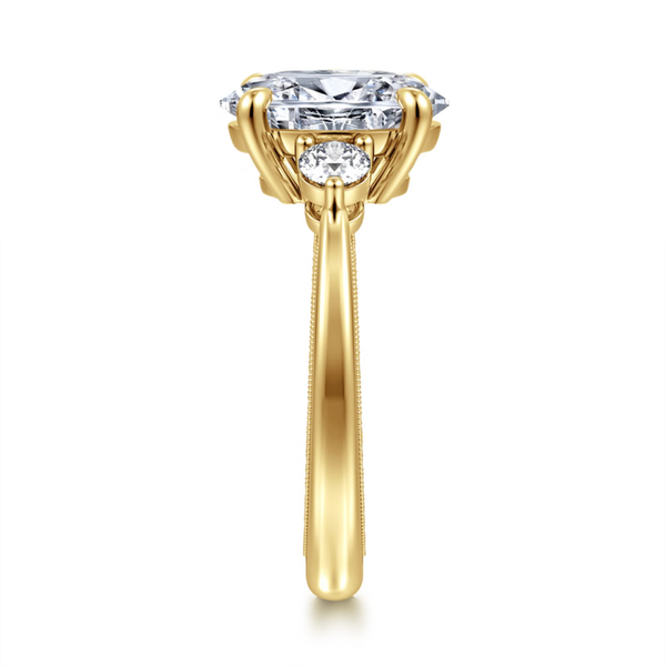 Gabriel & Co. Classic14K Yellow Gold Georgia Oval Three Stone Engagement Ring Image 4 SVS Fine Jewelry Oceanside, NY