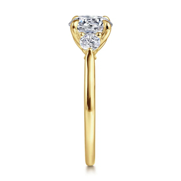 Gabriel & Co. Lotus14K Yellow Gold Madison Round Three Stone Engagement Ring Image 4 SVS Fine Jewelry Oceanside, NY