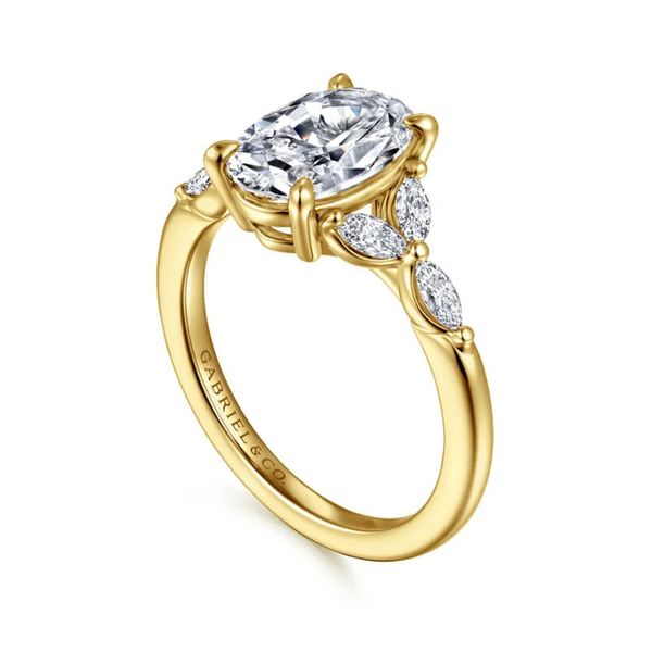 Gabriel & Co. Floral Nouveau 14K Yellow Gold Adella Oval Engagement Ring Image 3 SVS Fine Jewelry Oceanside, NY