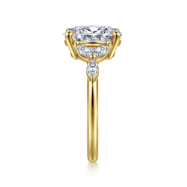 Gabriel & Co. Floral Nouveau 14K Yellow Gold Adella Oval Engagement Ring Image 4 SVS Fine Jewelry Oceanside, NY