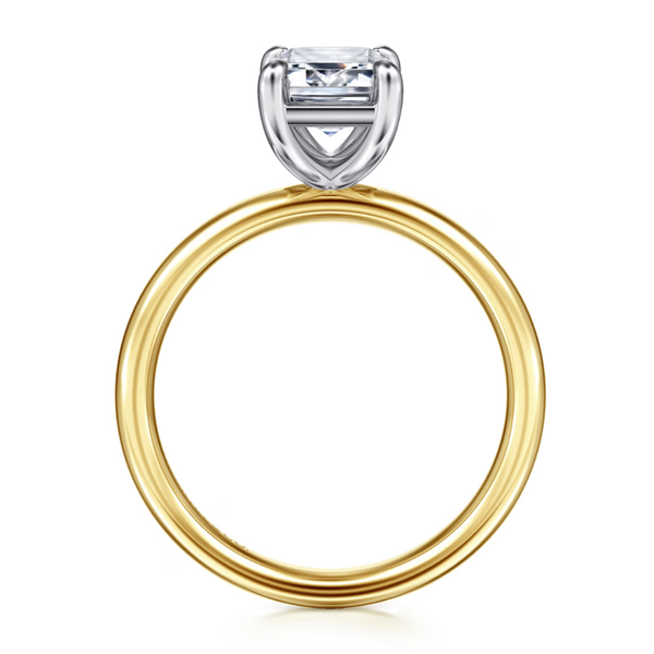 Gabriel & Co. Contemporary 14K White- Yellow Gold Unite Emerald Cut Engagement Ring Image 2 SVS Fine Jewelry Oceanside, NY