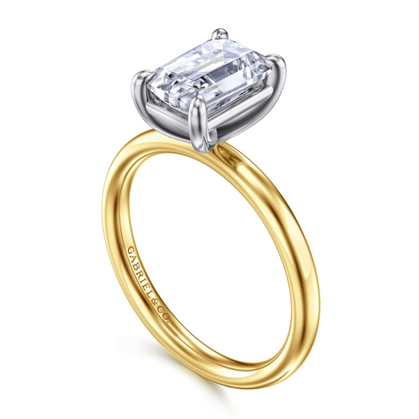 Gabriel & Co. Contemporary 14K White- Yellow Gold Unite Emerald Cut Engagement Ring Image 3 SVS Fine Jewelry Oceanside, NY