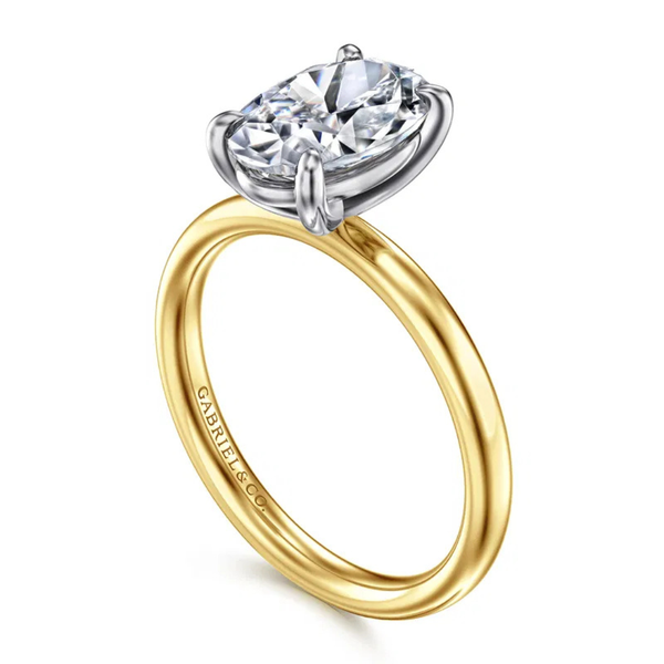 Gabriel & Co. Contemporary 14K White- Yellow Gold Unite Oval Shape Engagement Ring Image 3 SVS Fine Jewelry Oceanside, NY