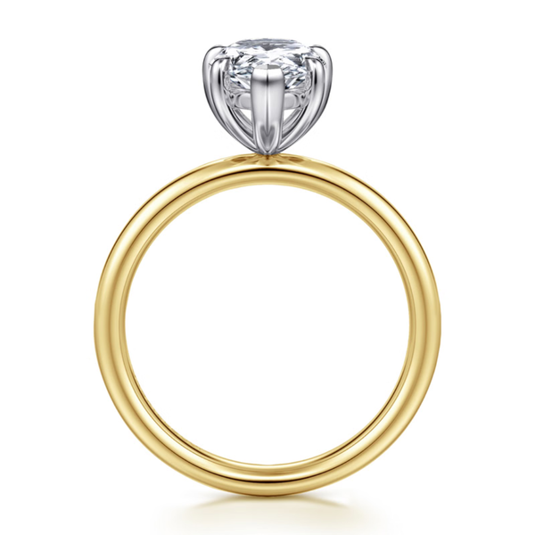 Gabriel & Co. Contemporary 14K White- Yellow Gold Unite Pear Shape Engagement Ring Image 2 SVS Fine Jewelry Oceanside, NY