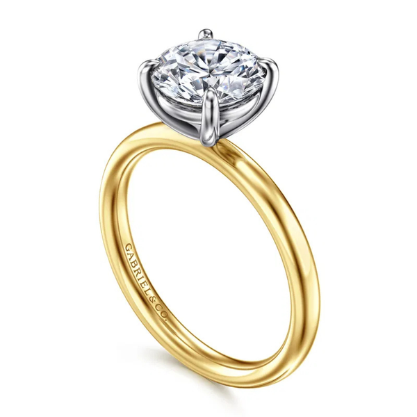 Gabriel & Co. Contemporary 14K White- Yellow Gold Unite Round Engagement Ring Image 3 SVS Fine Jewelry Oceanside, NY