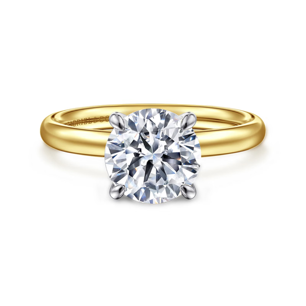 Gabriel & Co. Contemporary 14K White- Yellow Gold Unite Round Engagement Ring SVS Fine Jewelry Oceanside, NY