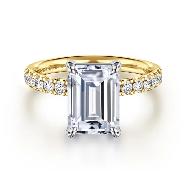 Gabriel & Co. Contemporary 14K White- Yellow Gold Winslow Emerald Engagement Ring SVS Fine Jewelry Oceanside, NY