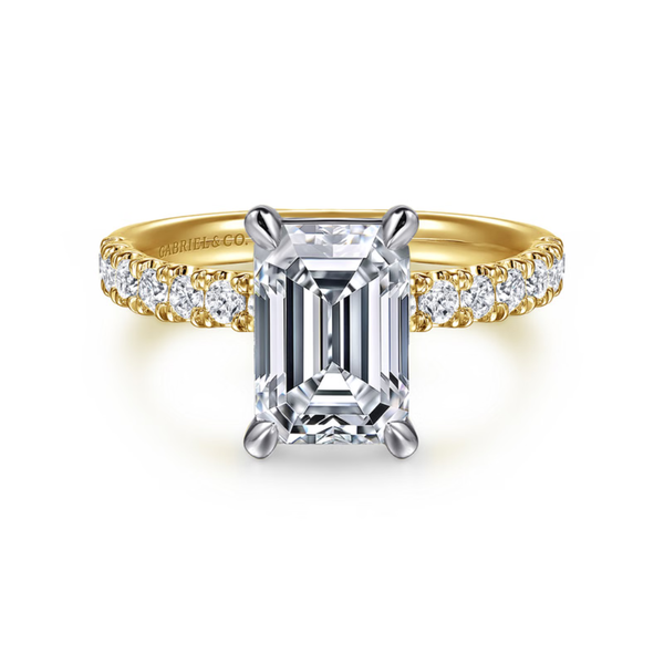 Gabriel & Co. Contemporary 14K White- Yellow Gold Winslow Emerald Engagement Ring SVS Fine Jewelry Oceanside, NY
