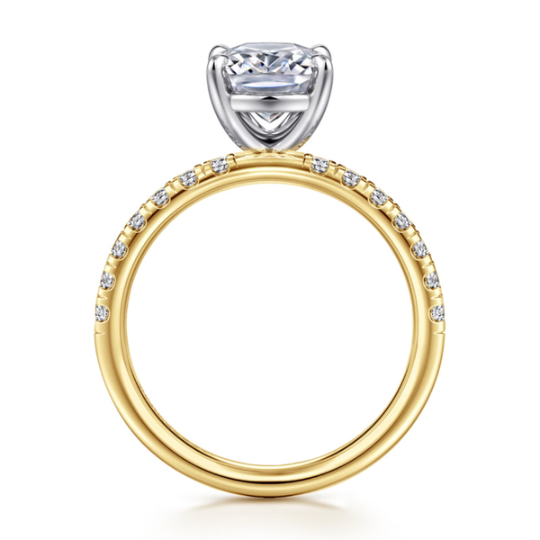 Gabriel & Co. Contemporary 14K White- Yellow Gold Winslow Elongated Cushion Engagement Ring Image 2 SVS Fine Jewelry Oceanside, NY