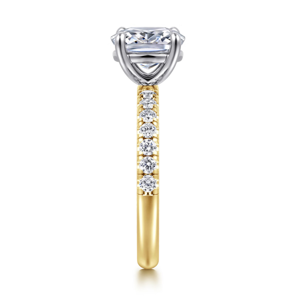 Gabriel & Co. Contemporary 14K White- Yellow Gold Winslow Elongated Cushion Engagement Ring Image 4 SVS Fine Jewelry Oceanside, NY