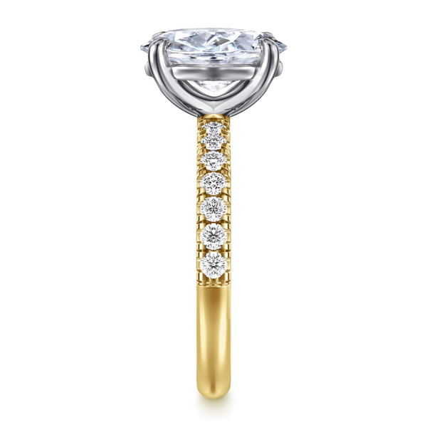 Gabriel & Co. Contemporary 14K White- Yellow Gold Winslow Oval Engagement Ring Image 4 SVS Fine Jewelry Oceanside, NY