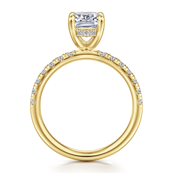 Gabriel & Co. Contemporary 14K Yellow Gold Adela Elongated Cushion Hidden Halo Engagement Ring Image 2 SVS Fine Jewelry Oceanside, NY