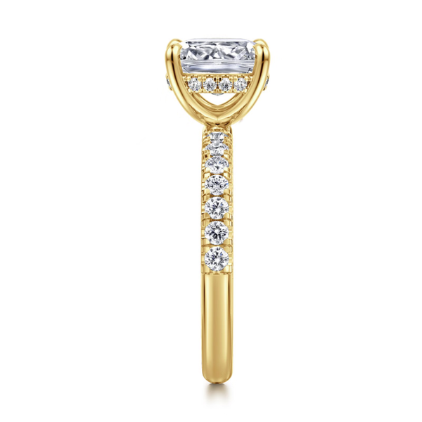 Gabriel & Co. Contemporary 14K Yellow Gold Adela Elongated Cushion Hidden Halo Engagement Ring Image 4 SVS Fine Jewelry Oceanside, NY