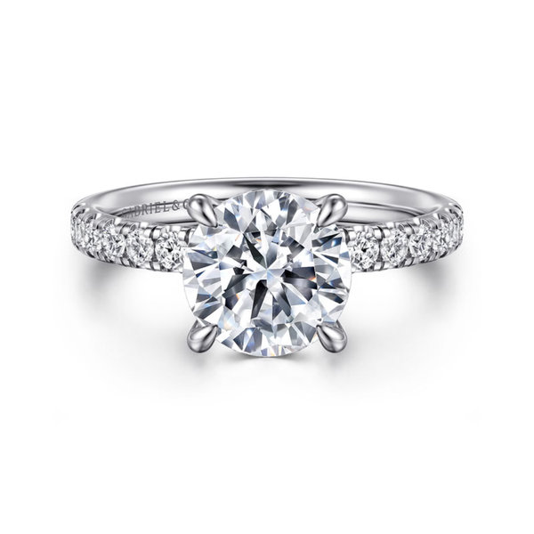 Gabriel & Co. Contemporary 14K White Gold Adela Round Hidden Halo Engagement Ring SVS Fine Jewelry Oceanside, NY