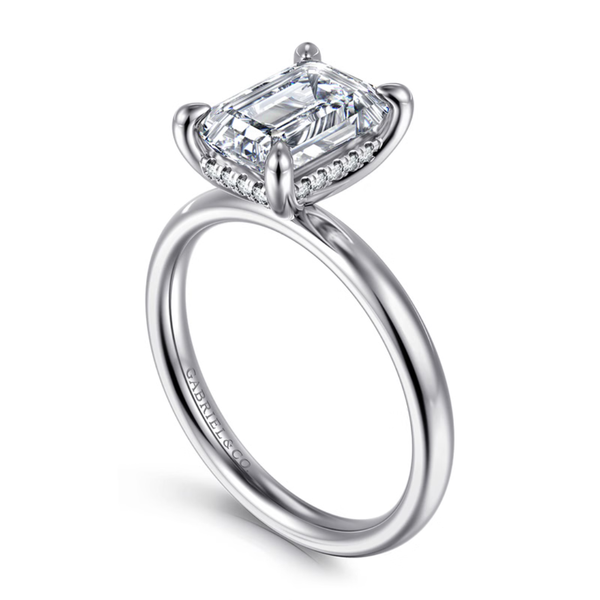Gabriel & Co. Classic14K White Gold Peace Emerald Cut Engagement Ring Image 3 SVS Fine Jewelry Oceanside, NY