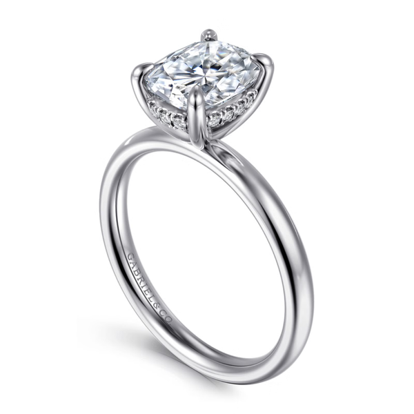 Gabriel & Co. Classic14K White Gold Peace Elongated Cushion Cut Engagement Ring Image 3 SVS Fine Jewelry Oceanside, NY