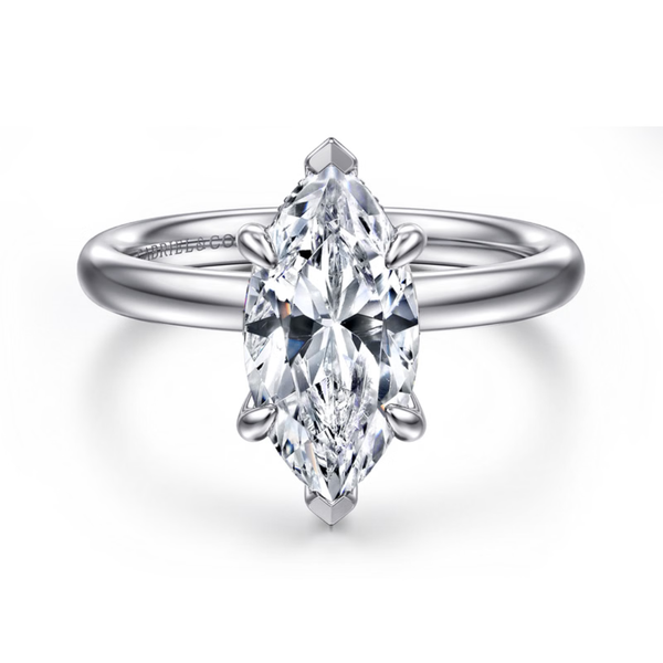 Gabriel & Co. Classic14K White Gold Peace Marquise Cut Engagement Ring SVS Fine Jewelry Oceanside, NY